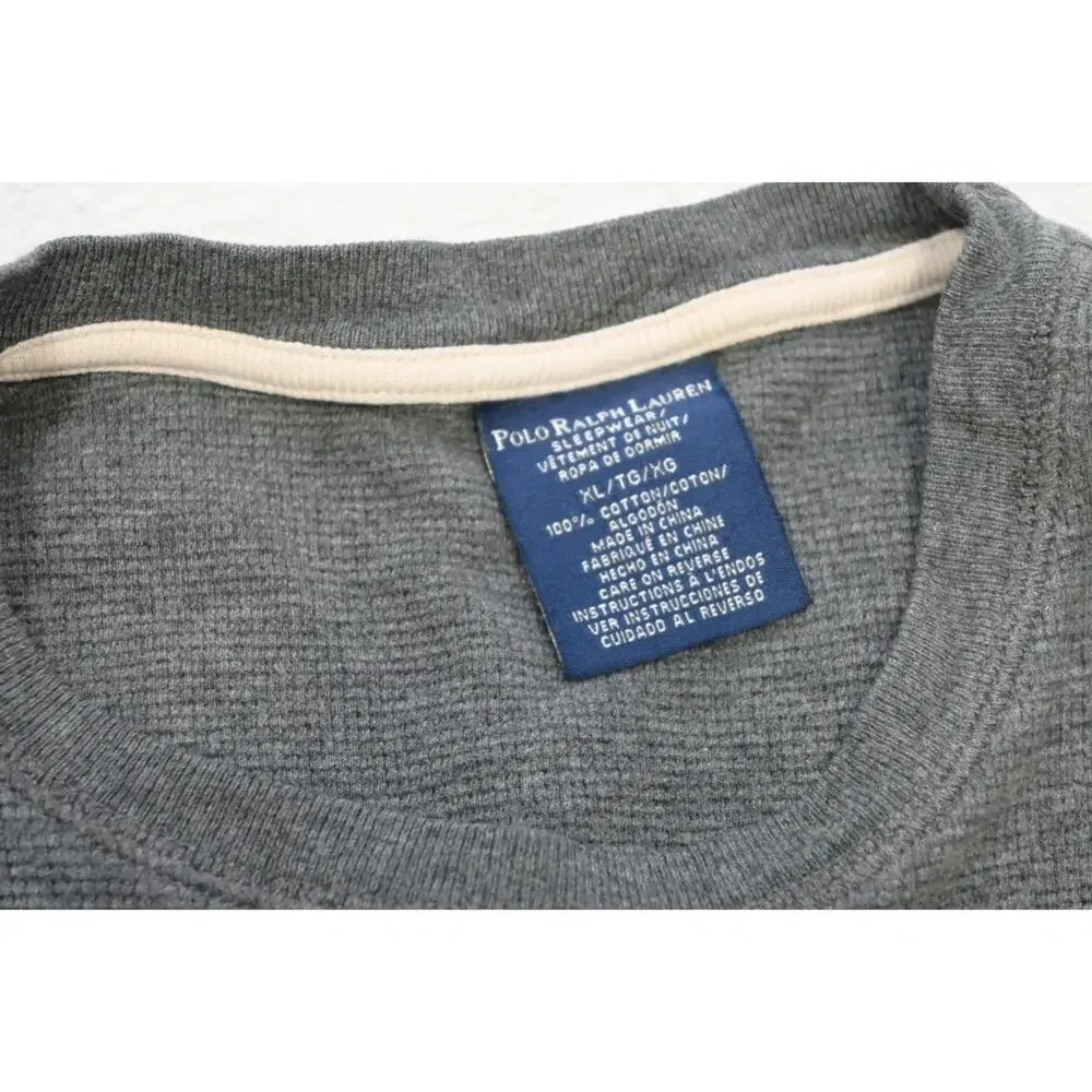 Polo Ralph Lauren Thermal Sweatshirt Gray Long Sleeve Sweater‎ Mens Size Large